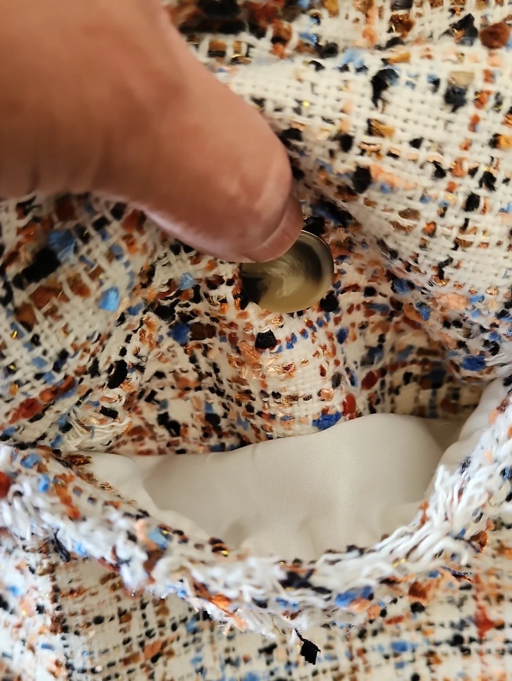 Ann Taylor Cream Tweed Mini Skirt with Blue & Brown Accents